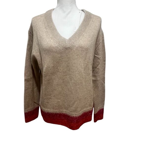 NWT Revolve One Grey Day cashmere v neck sweater size xs oversized - Picture 2 of 7